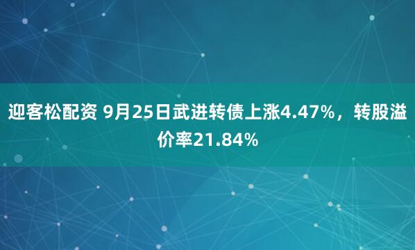 迎客松配资 9月25日武进转债上涨4.47%，转股溢价率21.84%